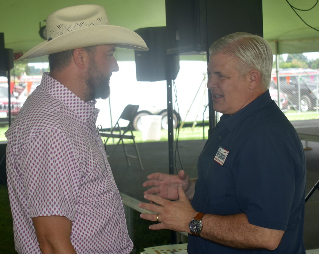 Lt. Gov. nominee Derek Wulf, Congressional hopeful Chris McGowan speak at Central Iowa Fairgrounds Friday